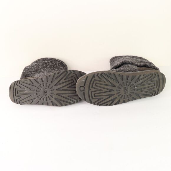 UGG Australia Grey Classic Cardy Knit Tall Sweater Boots size 8 - Picture 7 of 8